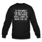 Cat - Best Seat - White - Crewneck Sweatshirt - black
