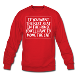 Cat - Best Seat - White - Crewneck Sweatshirt - red