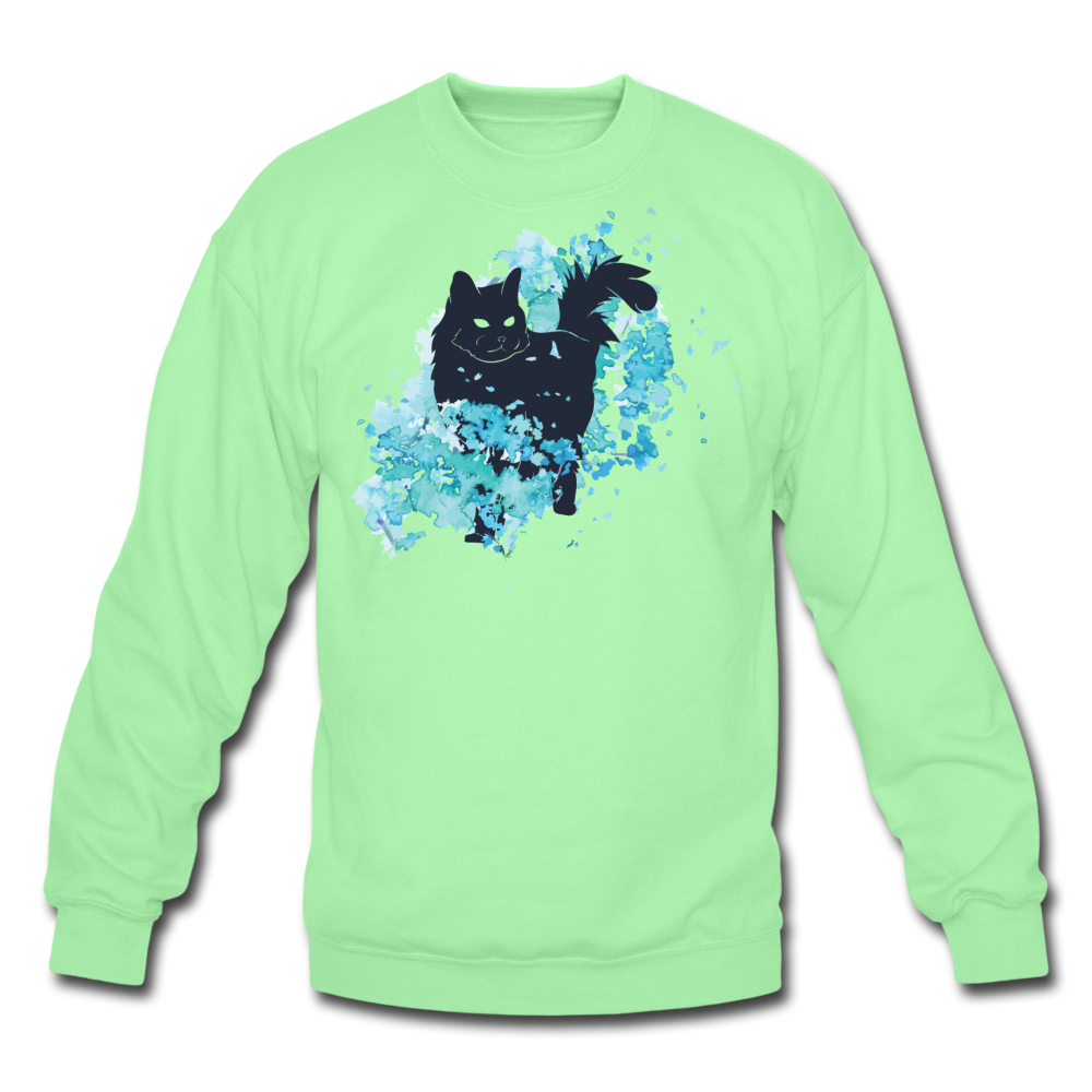 Black Cat & Blue - Crewneck Sweatshirt - lime