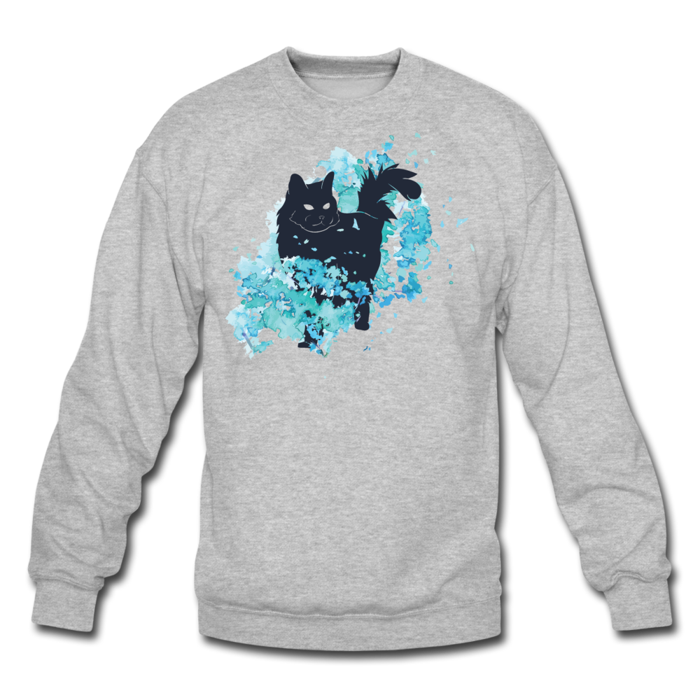 Black Cat & Blue - Crewneck Sweatshirt - heather gray