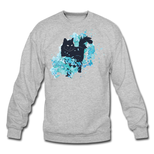 Black Cat & Blue - Crewneck Sweatshirt - heather gray