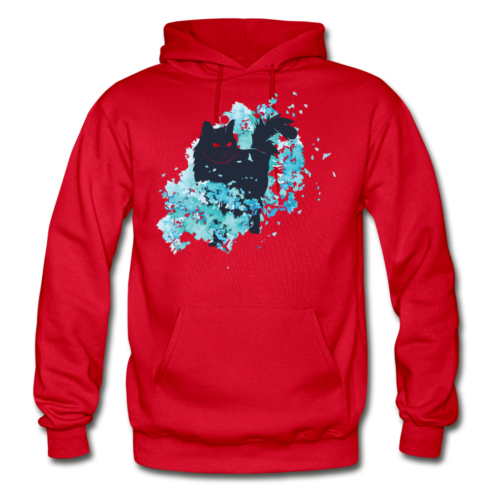 Black Cat & Blue - Gildan Heavy Blend Adult Hoodie - red