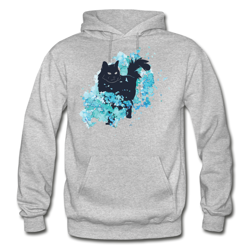 Black Cat & Blue - Gildan Heavy Blend Adult Hoodie - heather gray