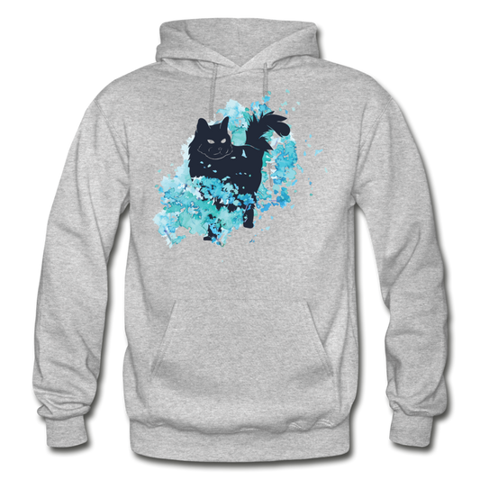 Black Cat & Blue - Gildan Heavy Blend Adult Hoodie - heather gray