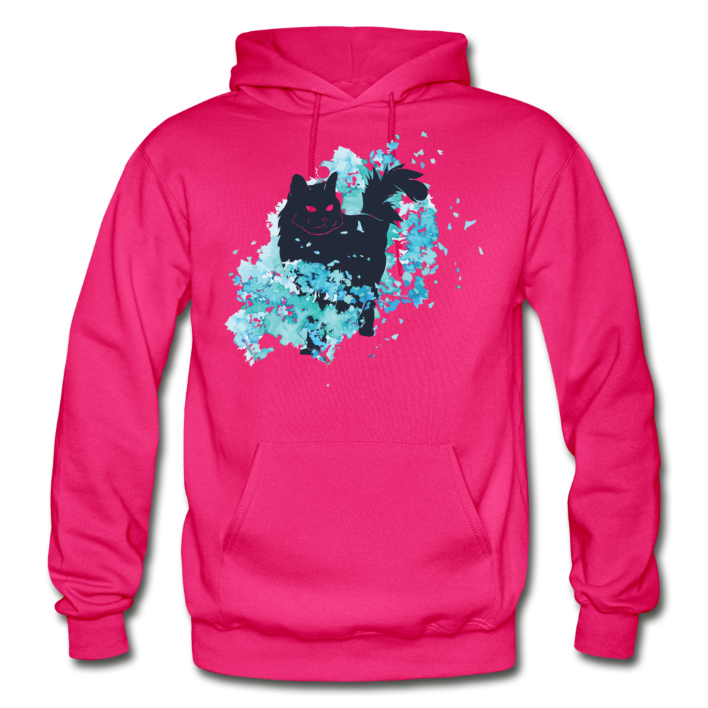 Black Cat & Blue - Gildan Heavy Blend Adult Hoodie - fuchsia