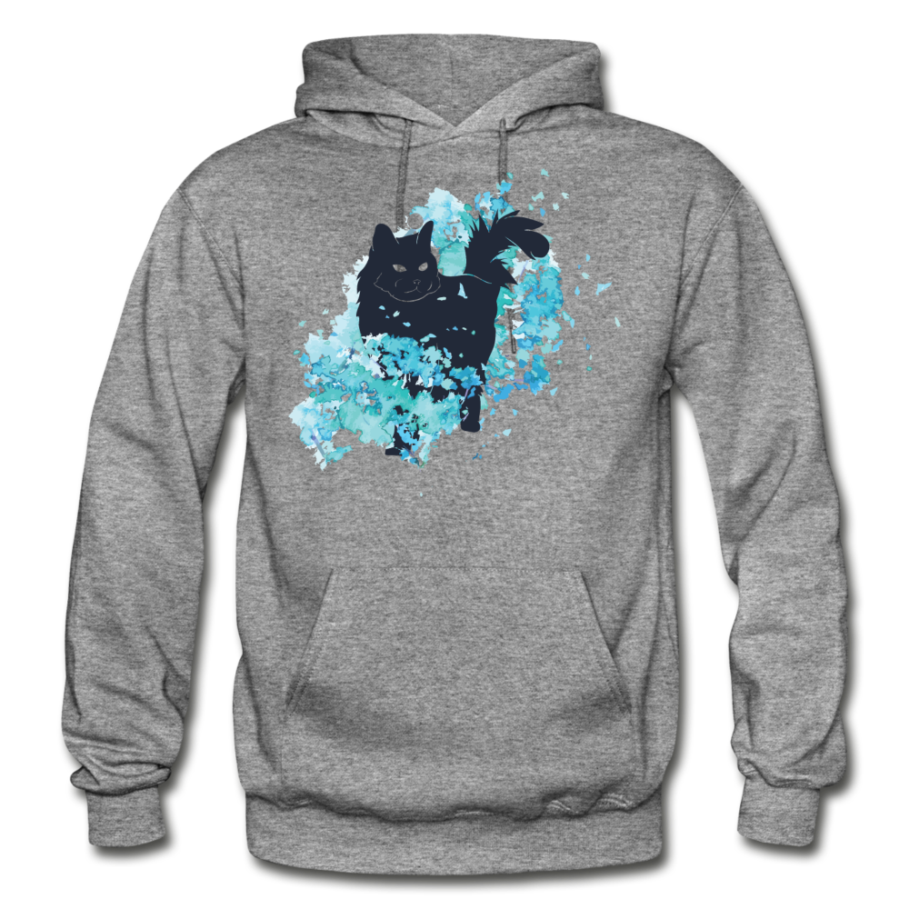 Black Cat & Blue - Gildan Heavy Blend Adult Hoodie - graphite heather