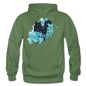 Black Cat & Blue - Gildan Heavy Blend Adult Hoodie - military green