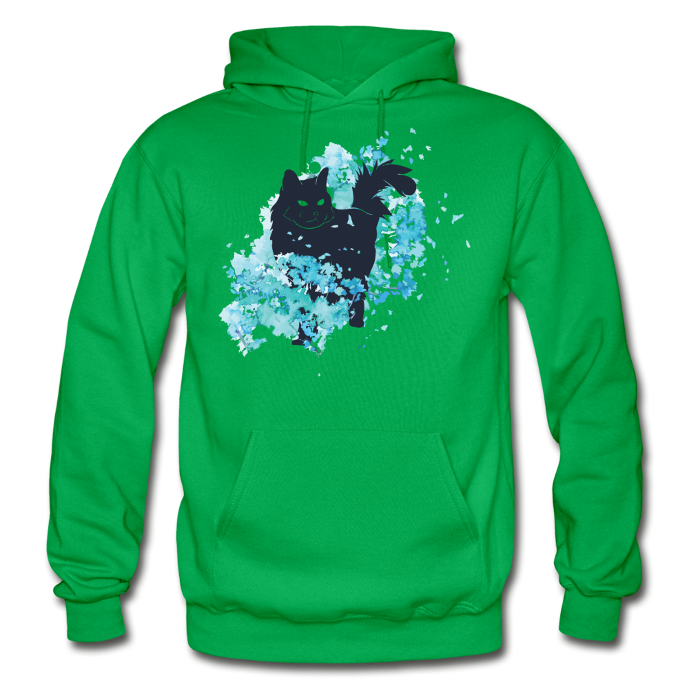 Black Cat & Blue - Gildan Heavy Blend Adult Hoodie - kelly green