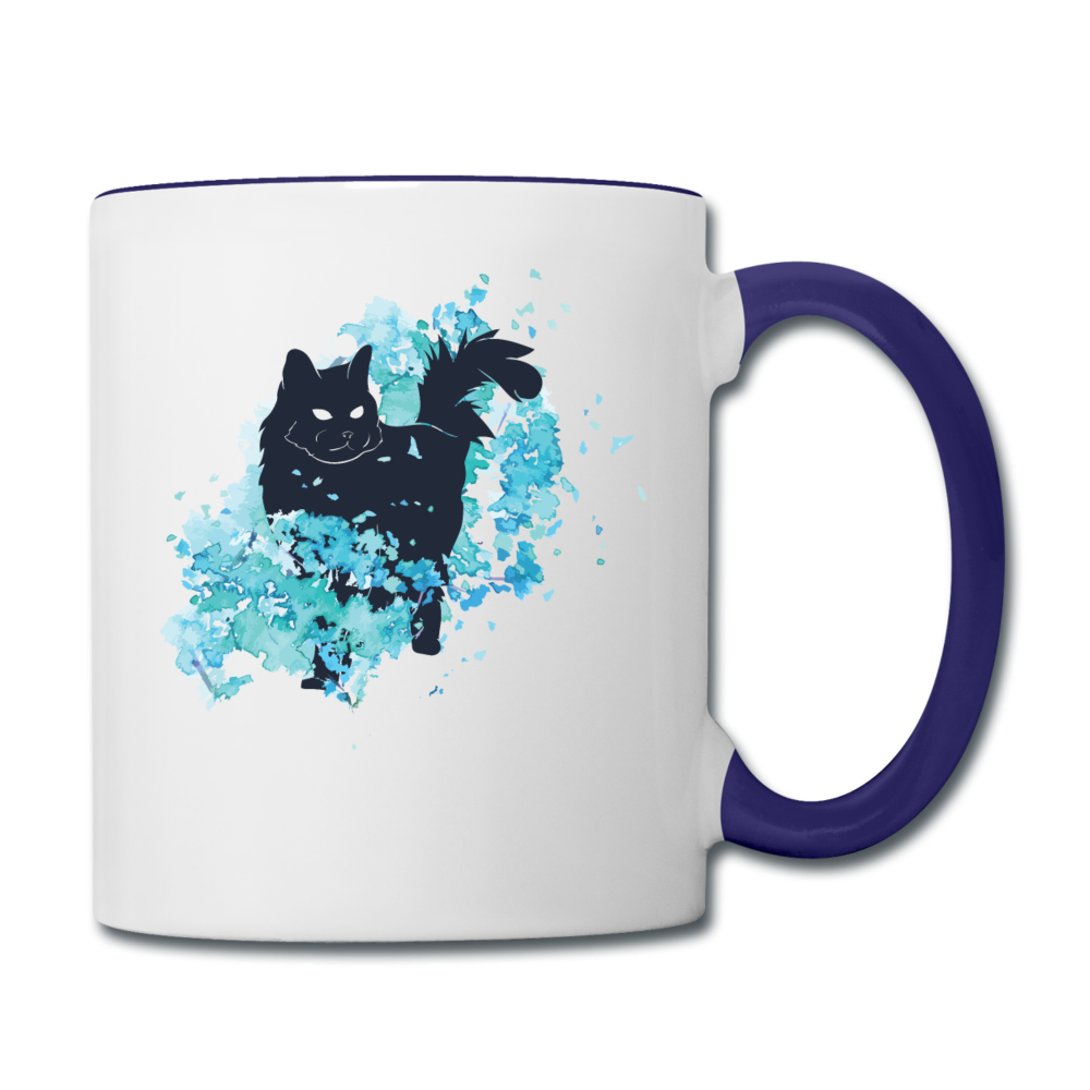 Black Cat & Blue - Contrast Coffee Mug - white/cobalt blue