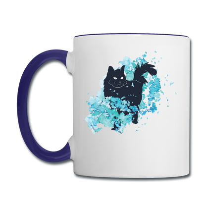 Black Cat & Blue - Contrast Coffee Mug - white/cobalt blue