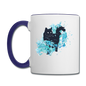 Black Cat & Blue - Contrast Coffee Mug - white/cobalt blue