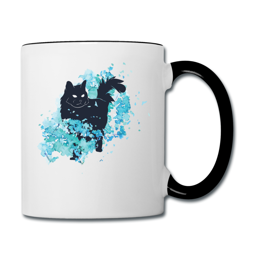 Black Cat & Blue - Contrast Coffee Mug - white/black