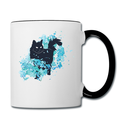 Black Cat & Blue - Contrast Coffee Mug - white/black