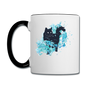 Black Cat & Blue - Contrast Coffee Mug - white/black