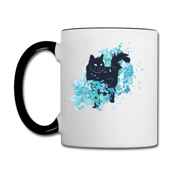 Black Cat & Blue - Contrast Coffee Mug - white/black