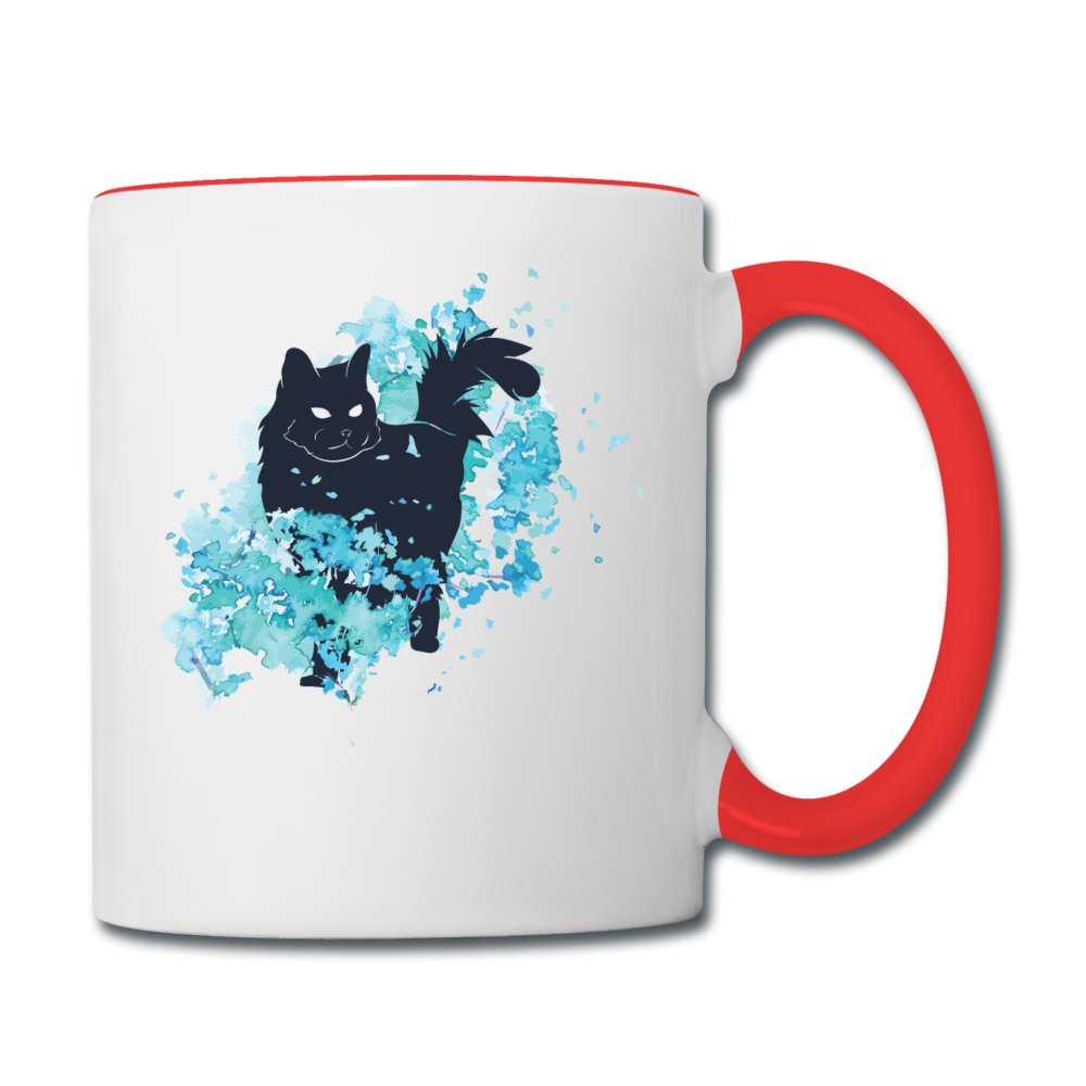 Black Cat & Blue - Contrast Coffee Mug - white/red