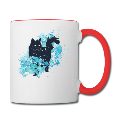 Black Cat & Blue - Contrast Coffee Mug - white/red