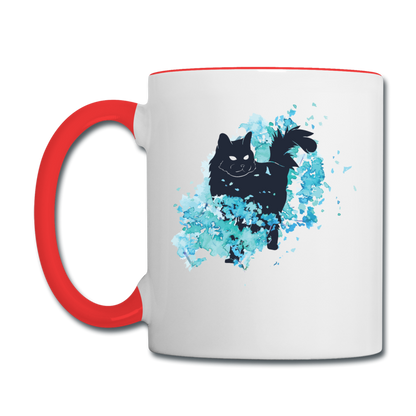 Black Cat & Blue - Contrast Coffee Mug - white/red