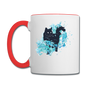 Black Cat & Blue - Contrast Coffee Mug - white/red