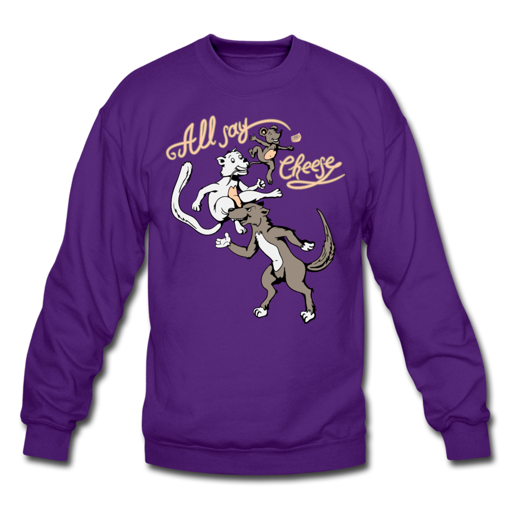 Cat, Dog, Mouse And Cheese - Crewneck Sweatshirt - purple