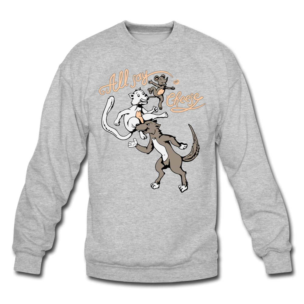 Cat, Dog, Mouse And Cheese - Crewneck Sweatshirt - heather gray