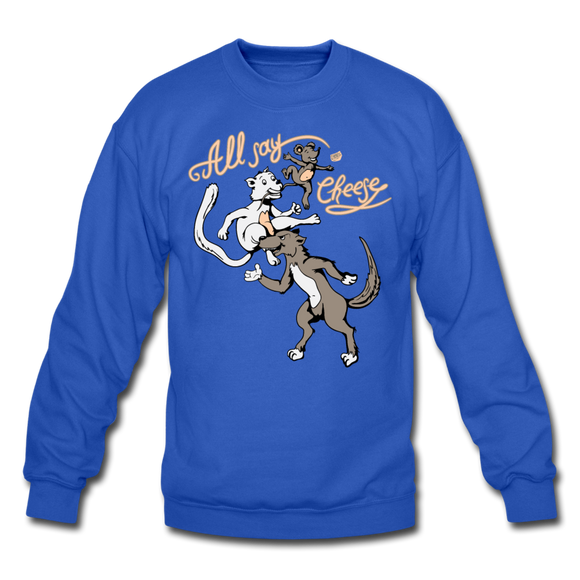 Cat, Dog, Mouse And Cheese - Crewneck Sweatshirt - royal blue