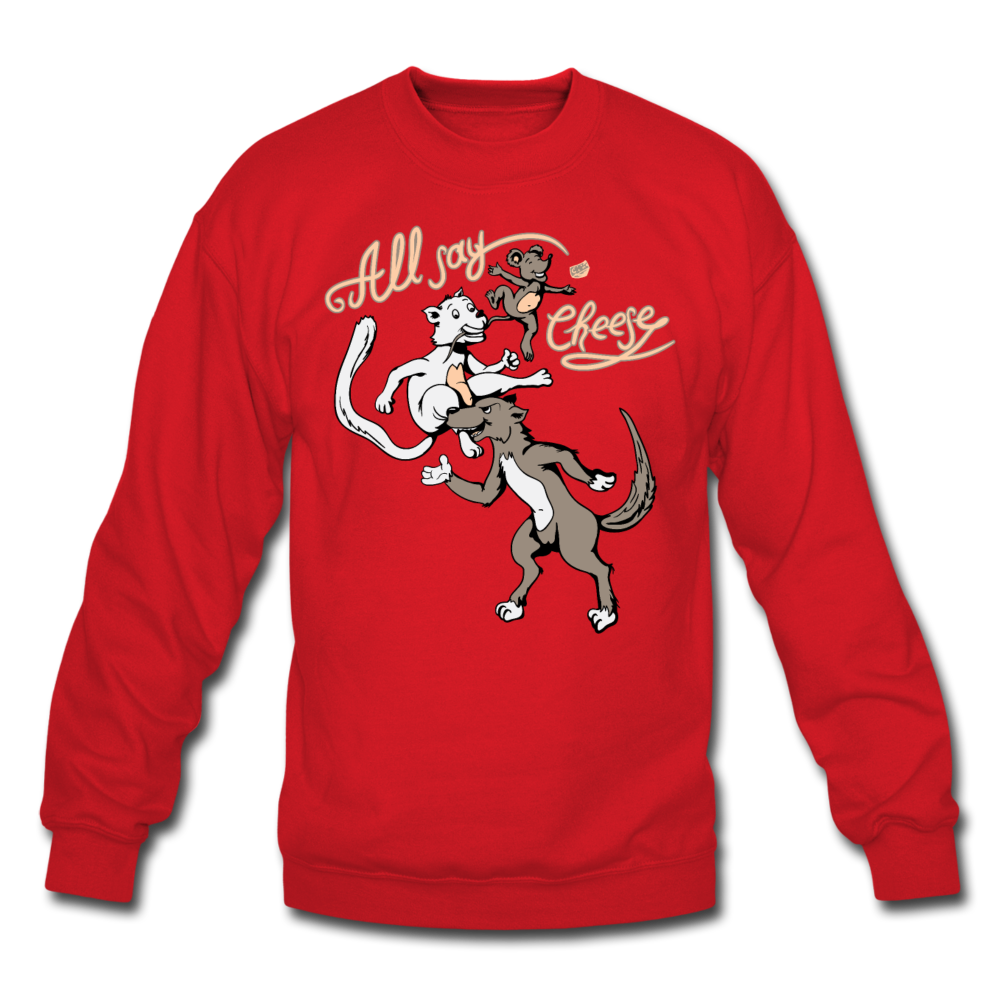 Cat, Dog, Mouse And Cheese - Crewneck Sweatshirt - red