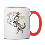Cat, Dog, Mouse And Cheese - Contrast Coffee Mug - white/red