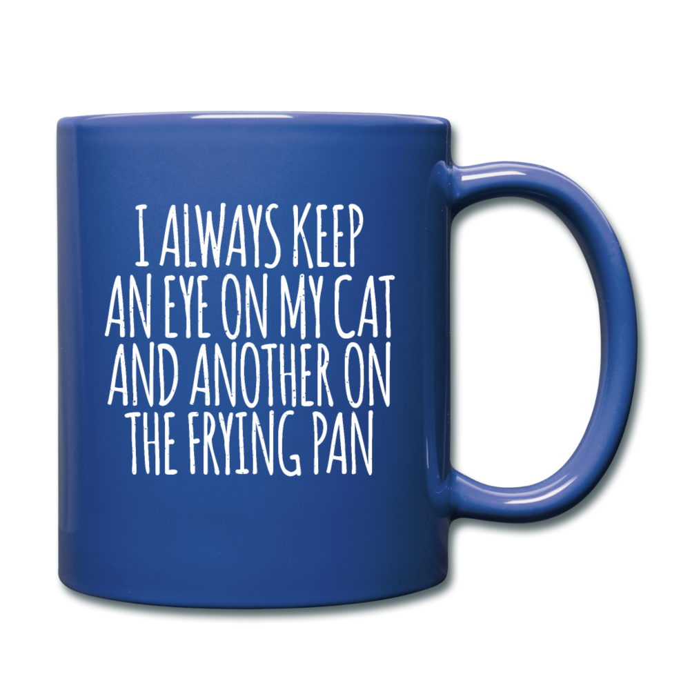 Cat And Frying Pan - White - Full Color Mug - royal blue