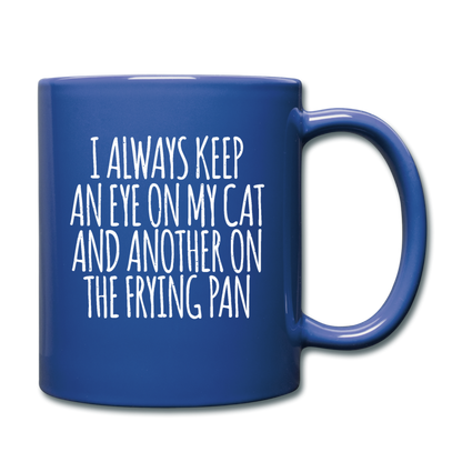 Cat And Frying Pan - White - Full Color Mug - royal blue