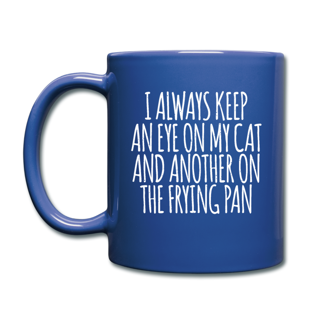 Cat And Frying Pan - White - Full Color Mug - royal blue