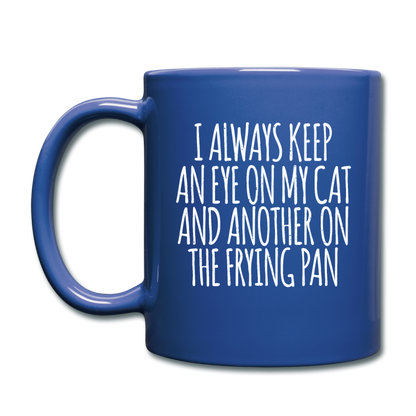 Cat And Frying Pan - White - Full Color Mug - royal blue