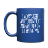 Cat And Frying Pan - White - Full Color Mug - royal blue