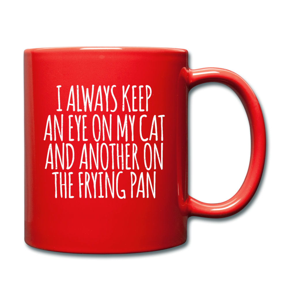 Cat And Frying Pan - White - Full Color Mug - red