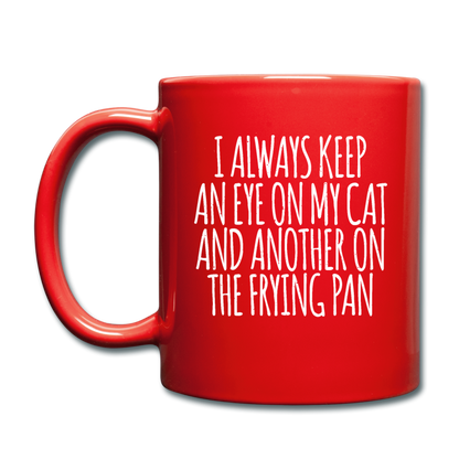 Cat And Frying Pan - White - Full Color Mug - red