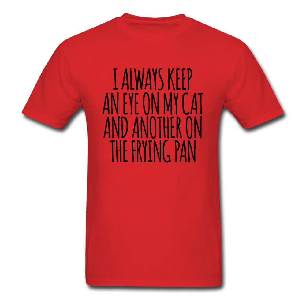 Cat And Frying Pan - Black - Unisex Classic T-Shirt - red