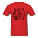 Cat And Frying Pan - Black - Unisex Classic T-Shirt - red