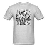 Cat And Frying Pan - Black - Unisex Classic T-Shirt - heather gray