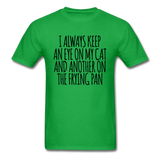 Cat And Frying Pan - Black - Unisex Classic T-Shirt - bright green