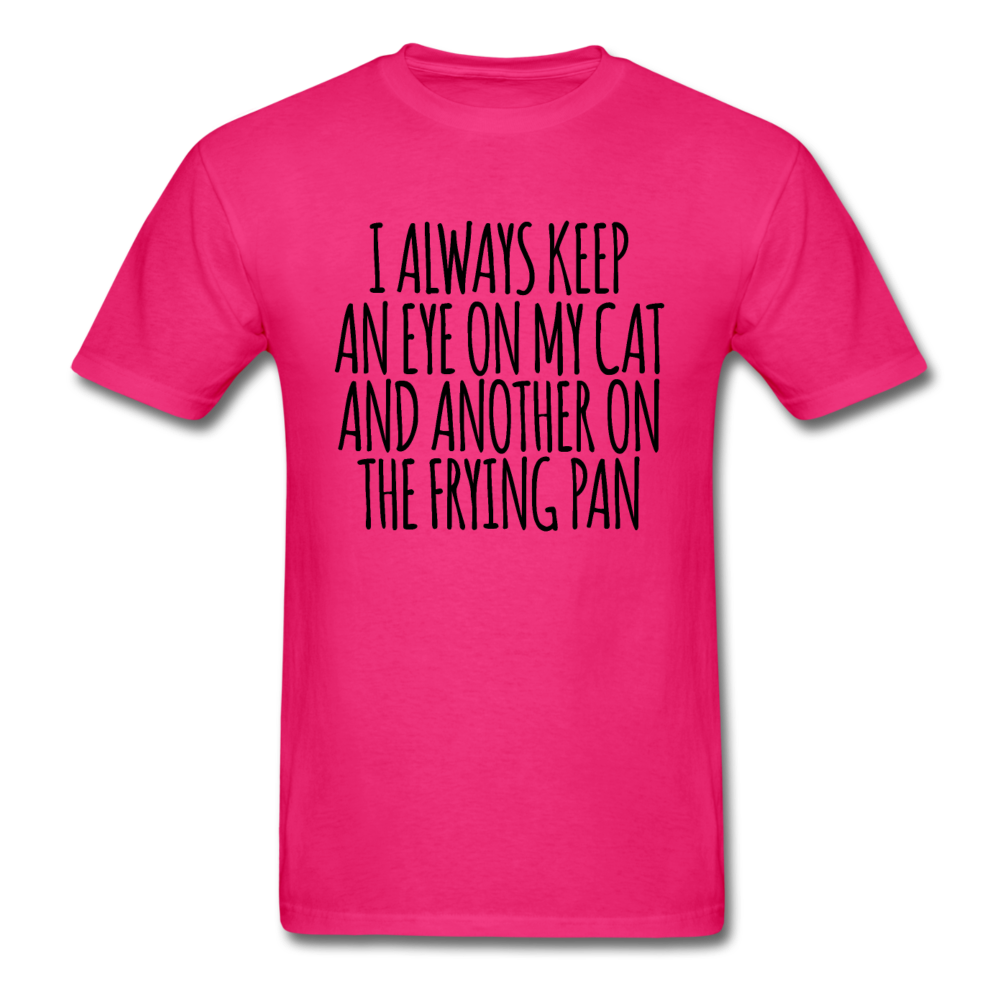 Cat And Frying Pan - Black - Unisex Classic T-Shirt - fuchsia