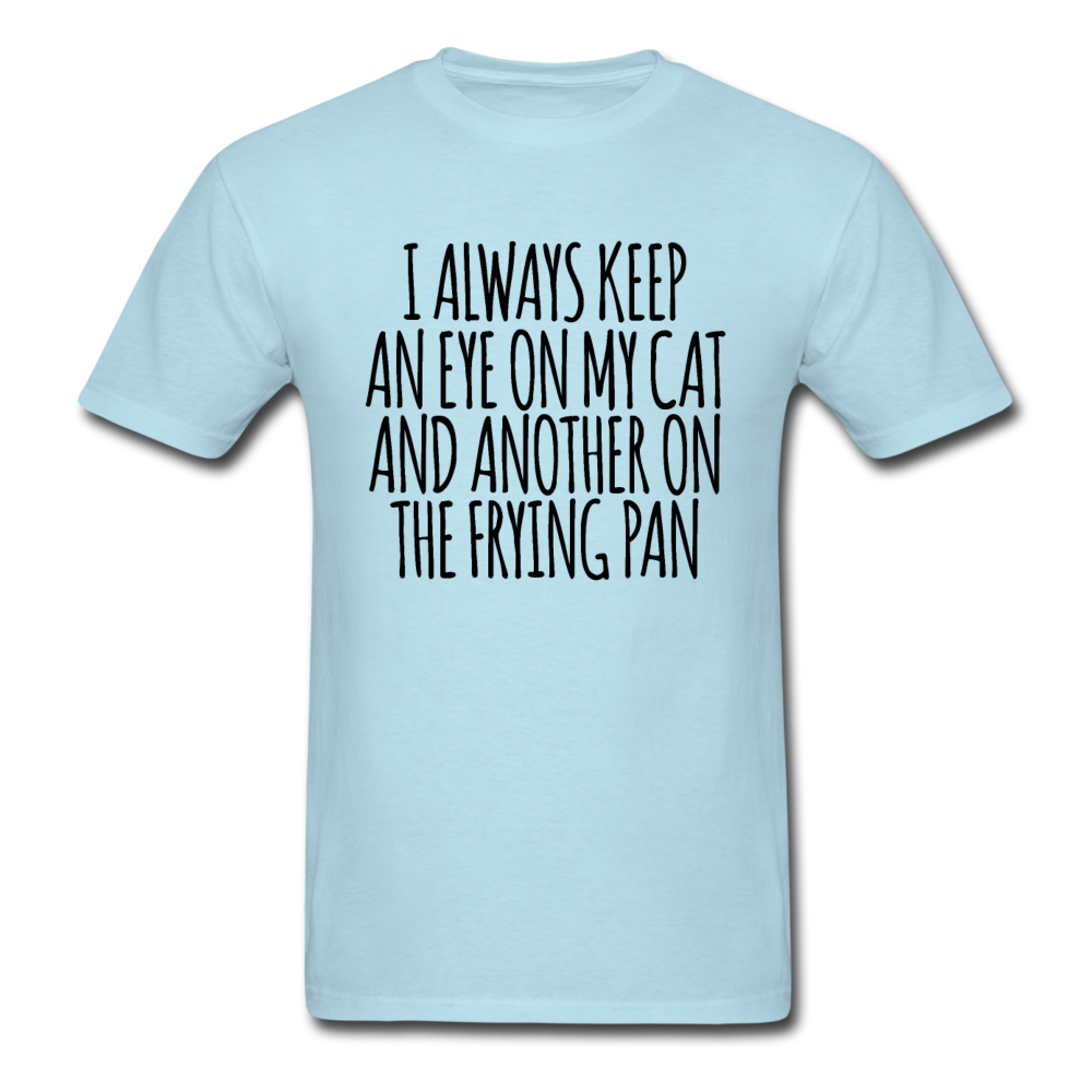 Cat And Frying Pan - Black - Unisex Classic T-Shirt - powder blue