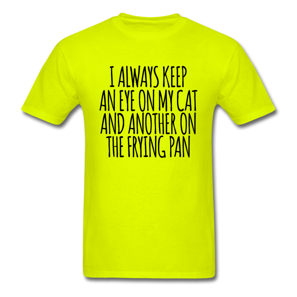 Cat And Frying Pan - Black - Unisex Classic T-Shirt - safety green