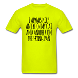 Cat And Frying Pan - Black - Unisex Classic T-Shirt - safety green