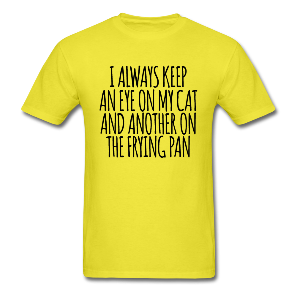 Cat And Frying Pan - Black - Unisex Classic T-Shirt - yellow