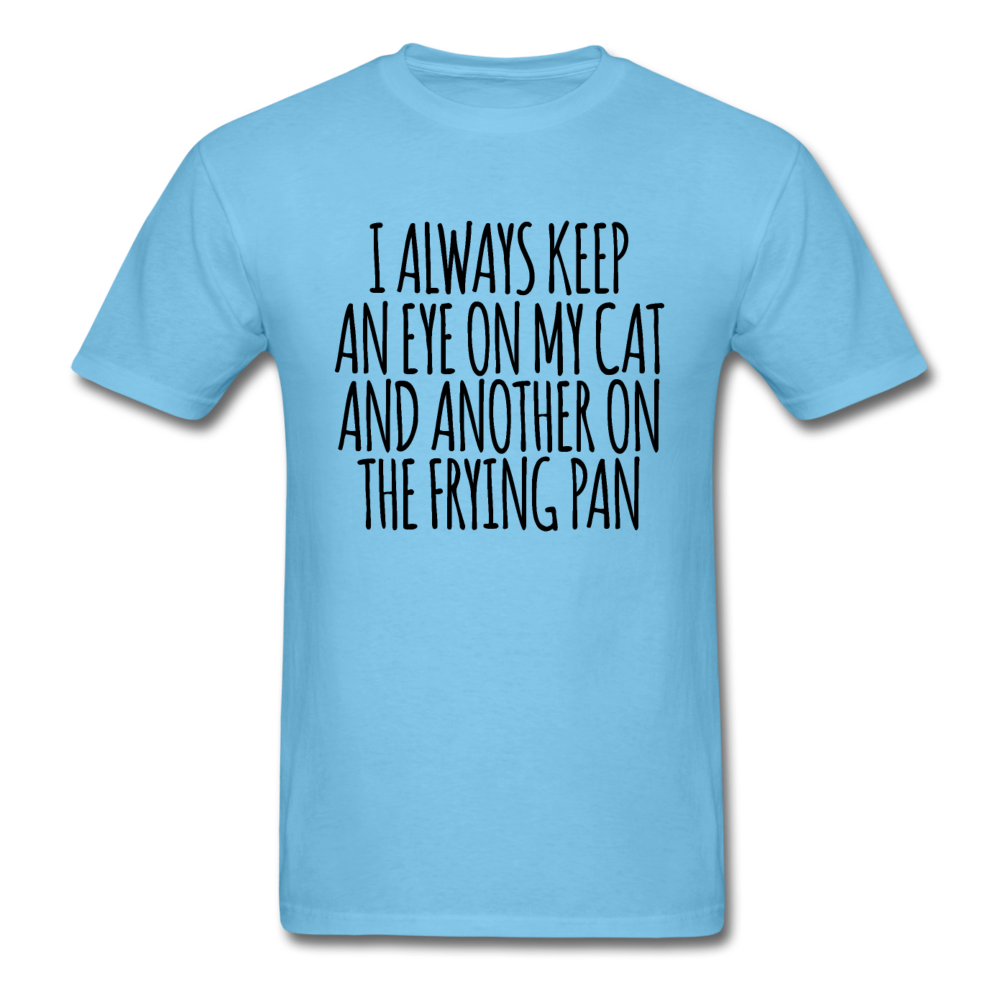 Cat And Frying Pan - Black - Unisex Classic T-Shirt - aquatic blue