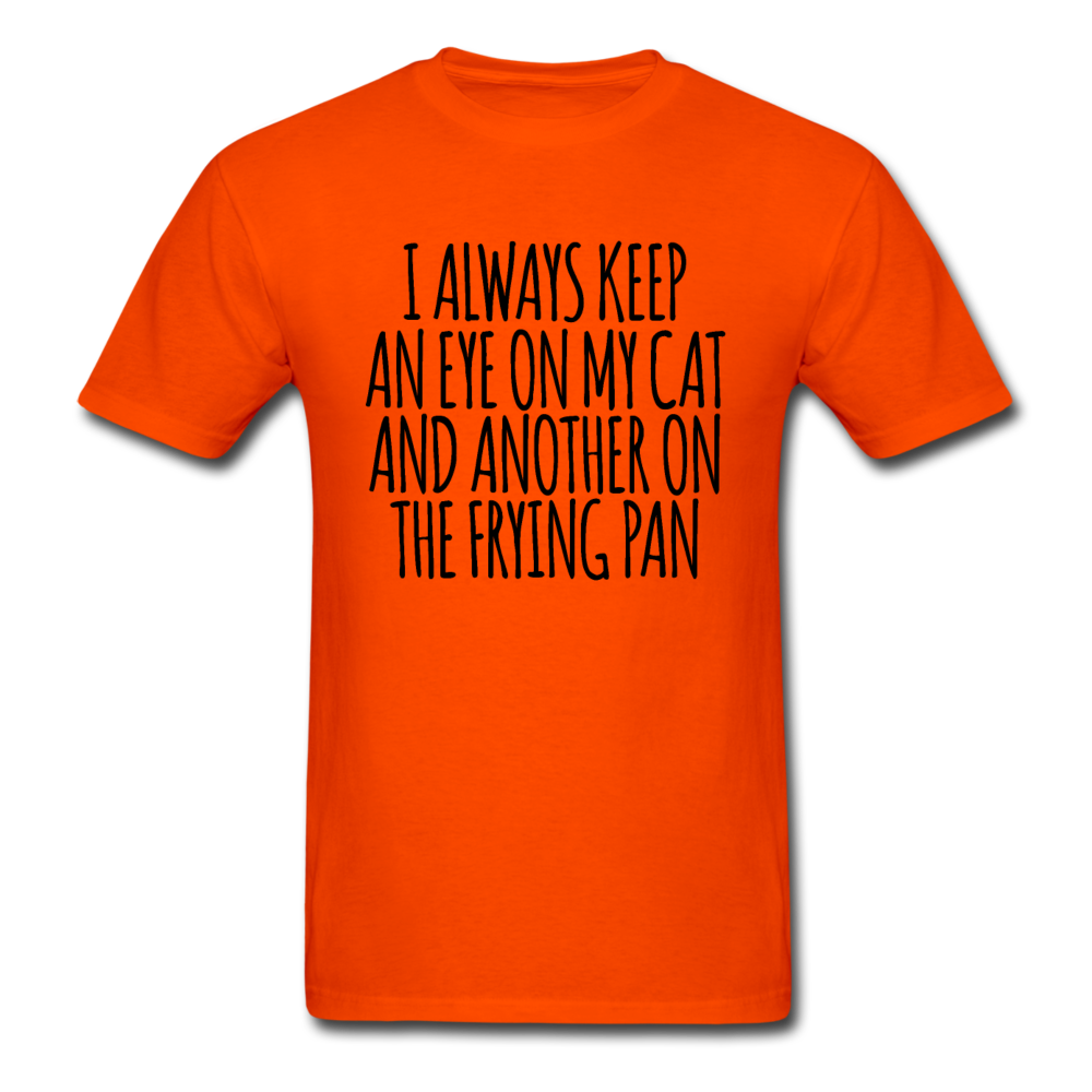 Cat And Frying Pan - Black - Unisex Classic T-Shirt - orange