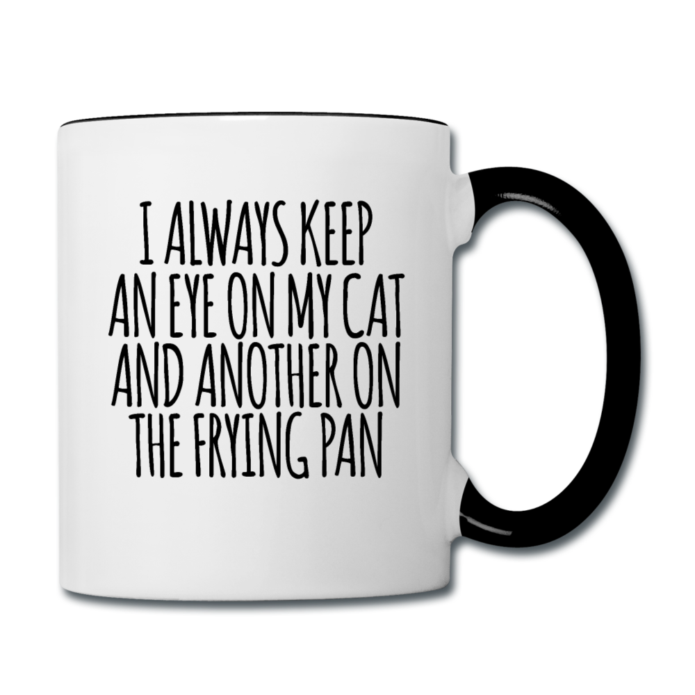 Cat And Frying Pan - Black - Contrast Coffee Mug - white/black