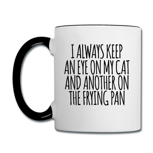 Cat And Frying Pan - Black - Contrast Coffee Mug - white/black