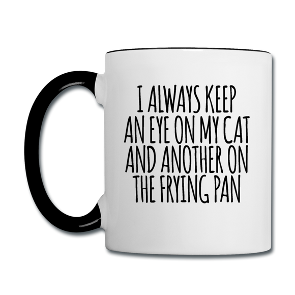 Cat And Frying Pan - Black - Contrast Coffee Mug - white/black