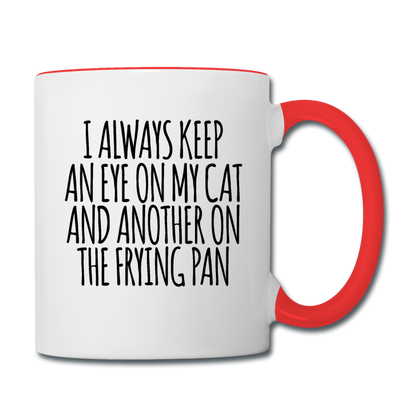 Cat And Frying Pan - Black - Contrast Coffee Mug - white/red